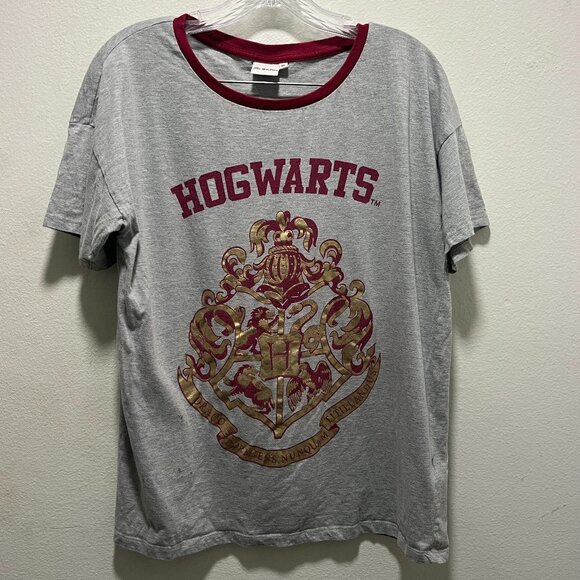 Harry Potter Hogwarts 2-Piece Pajamas Lounge Set Ladies Medium Gray/Red/Gold - Picture 1 of 10